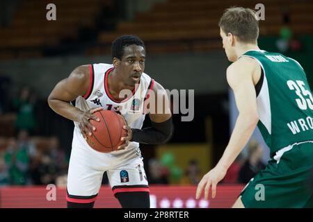 Wroclaw, Polonia, 8th marzo 2023. 7days Eurocup: WKS Slask Wroclaw vs Lions di Londra nella Centennial Hall. Foto: #13 Miye oni © Piotr Zajac/Alamy Live News Foto Stock