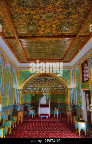 Khana Kurinish (sala del trono), Cittadella di Kunya Ark, Ichon Qala, Khiva, Uzbekistan Foto Stock