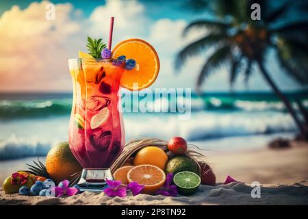 Cocktail tropicali estivi relax e vacanza in un paradiso tropicale concetto. Foto Stock