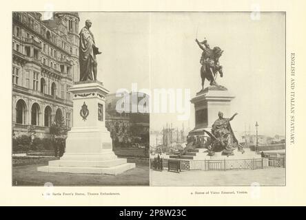 Statua di Sir Bartle Frere, l'argine del Tamigi. Vittorio Emanuele, Venezia 1907 Foto Stock