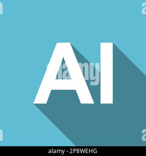 Icona del vettore ai, simbolo dell'intelligenza artificiale, disegno piatto Illustrazione Vettoriale