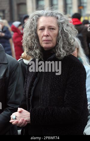 KIEV, UCRAINA - 09 MARZO 2023 - Coordinatore residente delle Nazioni Unite in Ucraina Denise Brown è stato visto durante l'evento artistico 'Concerto per la Pace' a Maidan Nezalezhnosti, Kyiv, capitale dell'Ucraina. Foto Stock