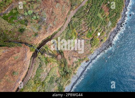 Paesaggio con Cascata dos Anjos, isola di Madeira, Portogallo Foto Stock