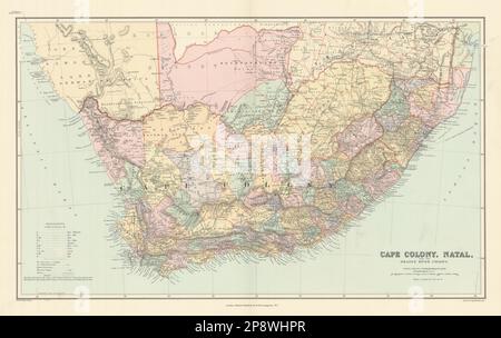 Cape Colony, Natal e Orange River Colony. Sud Africa 44x70cm STANFORD 1904 mappa Foto Stock