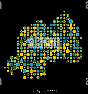 Rwanda Mappa Silhouette pixelated modello generativo illustrazione Illustrazione Vettoriale