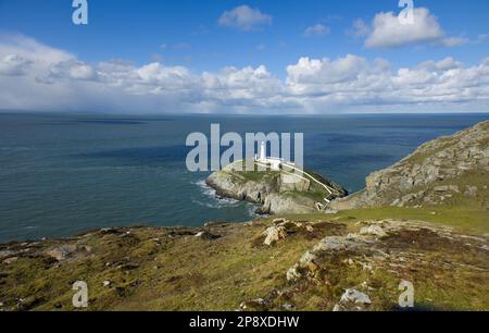 Immagini del Wales Coast Path, faro di South Stack, monte Holyhead a Holy Island, Galles del Nord Foto Stock