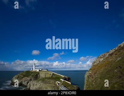 Immagini del Wales Coast Path, faro di South Stack, monte Holyhead a Holy Island, Galles del Nord Foto Stock