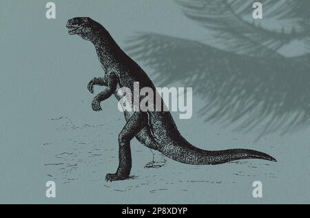 Illustrazione con incisione di dinosauri vintage Foto Stock