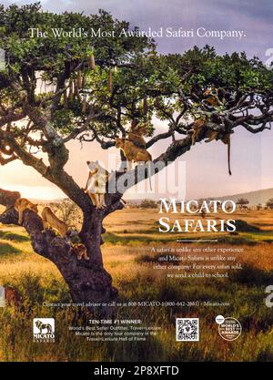 Marzo 2023 'Conde Nast Traveler' rivista Advert, USA Foto Stock