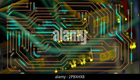 Immagine della scheda del circuito del computer nella sala server Foto Stock
