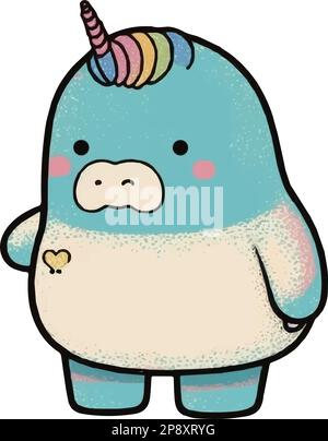 Unicorno plump Clipart in stile cartoon carino bello clip Art Unicorno grasso Illustrazione Vettoriale