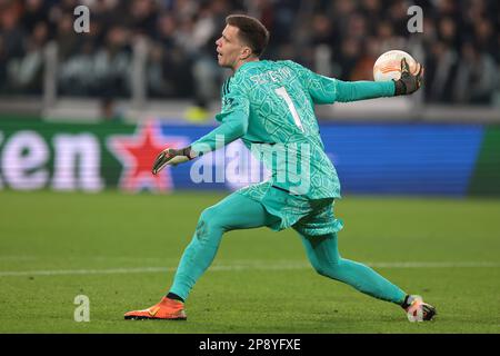 Torino, 9th marzo 2023. Wojciech Szczesny della Juventus durante la partita della UEFA Europa League allo stadio Allianz di Torino. L'immagine di credito dovrebbe essere: Jonathan Moskrop / Sportimage Foto Stock