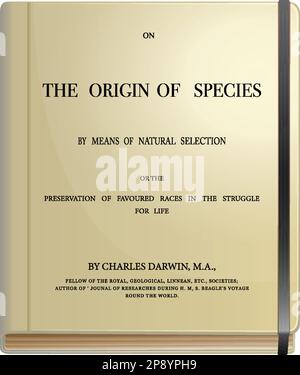 L'origine del libro delle specie di Charles Darwin illustrazione del libro Illustrazione Vettoriale