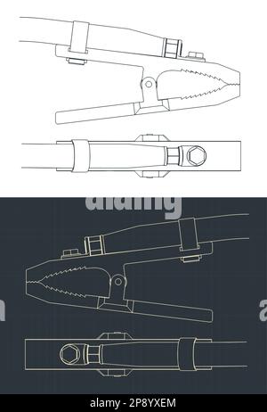 Illustrazione vettoriale stilizzata dei progetti del morsetto di messa a terra per saldatura Illustrazione Vettoriale