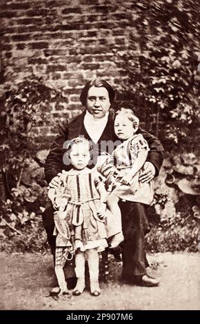 Charles Haddon (U.S.) Spurgeon (1834-1892), pastore Battista riformato inglese, con i suoi figli gemelli, Charles Jr. E Thomas Spurgeon, c1859. Foto Stock
