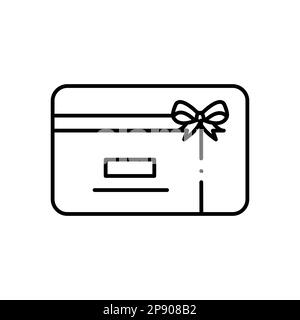 Icona della linea della carta regalo. Volantino, sconto, certificato. Concetto di invito. L'illustrazione vettoriale può essere usata per gli argomenti come il compleanno, lo shopping, il buono Illustrazione Vettoriale