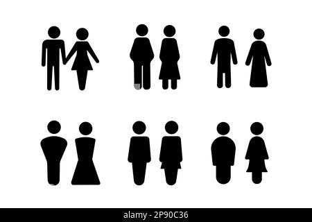 Set di icone uomo e donna. segno e simbolo maschio e femmina. Ragazze e ragazzi Illustrazione Vettoriale
