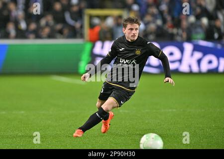 Bruxelles, Belgio. 09/03/2023, Anders Dreyer (36) di Anderlecht ha illustrato durante una partita di calcio tra RSC Anderlecht e Villarreal CF nelle 1/8 finali della UEFA Europa Conference League per la stagione 2022-2023 , giovedì 9 marzo 2023 a Brussel , Belgio . PHOTO SPORTPIX | David Catry Foto Stock