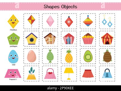 Oggetti Shapes per bambini. Collezione di elementi geometrici di base Illustrazione Vettoriale