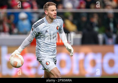 09-03-2023: Sport: Shakhtar contro Feyenoord WARSCHAU, POLONIA - 9 MARZO: Portiere Timon Wellenreuther (Feyenoord Rotterdam) durante la partita Round del 16 Foto Stock