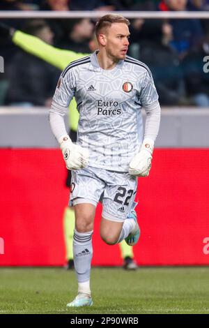 09-03-2023: Sport: Shakhtar contro Feyenoord WARSCHAU, POLONIA - 9 MARZO: Portiere Timon Wellenreuther (Feyenoord Rotterdam) durante la partita Round del 16 Foto Stock