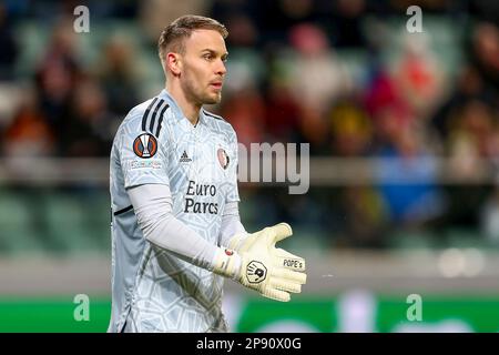 09-03-2023: Sport: Shakhtar contro Feyenoord WARSCHAU, POLONIA - 9 MARZO: Portiere Timon Wellenreuther (Feyenoord Rotterdam) durante la partita Round del 16 Foto Stock