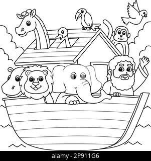 Noahs Ark colorazione pagina per bambini Illustrazione Vettoriale