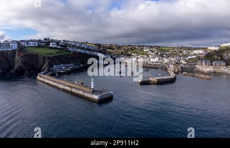 Porto di Mevagissey, Cornovaglia, Drone Foto Foto Stock