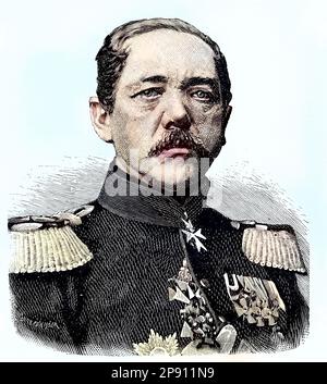 Konstantin Bernhard von Voigts-Rhetz, 1809 - 1877, war ein Preußischer General, der im Österreichisch-Preußischen Krieg und im Deutsch-Französischen Krieg diente, situation aus der Zeit des Deutsch-Französischen Krieges, 1870-1871, Historiisch, digital restaurierte Reproduktion von einer Vorlage aus dem 19. Jahrhundert Foto Stock