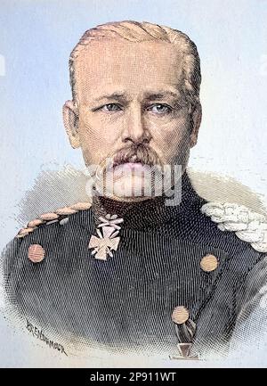 Hermann Konstantin von Gersdorff, 1809 - 1870, war ein Preußischer Offizier, zuletzt Generalleutnant, und Kommandeur der 22. Divisione, situazione aus der Zeit des Deutsch-Französischen Krieges oder Deutsch-Französischen Krieges, 1870-1871, Historisch, restaurierte digitale Reproduktion von einer Vorlage aus dem 19. Jahrhundert Foto Stock