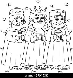 Christian Three Kings Coloring Page per bambini Illustrazione Vettoriale