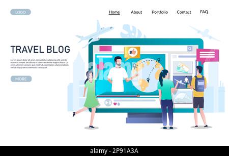 Viaggio blog vettore sito web landing page modello di progettazione Illustrazione Vettoriale
