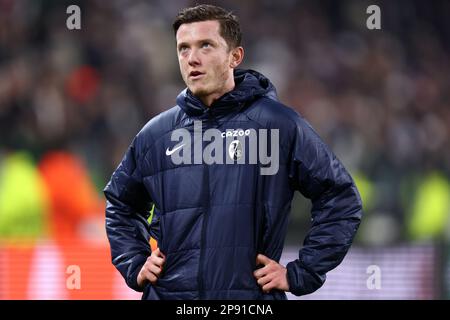 Michael Gregoritsch di SC Freiburg guarda in occasione del round della UEFA Europa League del 16, prima partita tra Juventus FC e SC Freiburg allo stadio Allianz il 9 2023 marzo a Torino. Foto Stock