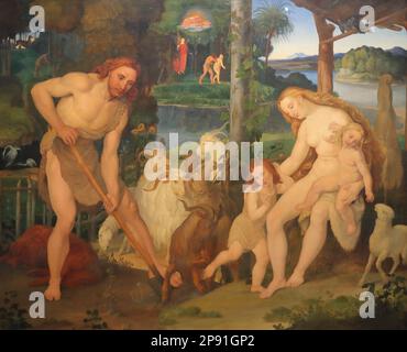 Adam und Eva nach der Vertreibung aus dem Paradies del pittore tedesco Johann Anton Ramboux al Wallraf-Richartz Museum, Colonia, Germania Foto Stock