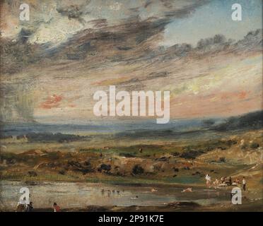 Hampstead Heath, con laghetto e bagnanti 1821 di John Constable Foto Stock