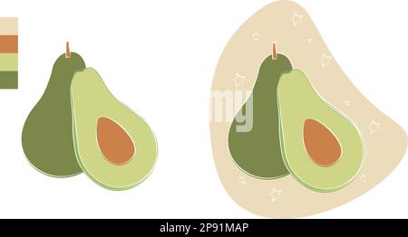 Illustrazione estetica dell'avocado vettoriale. Stile di vita sano insistenza Illustrazione Vettoriale