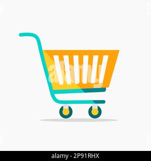 Semplice icona gialla del carrello isolato su sfondo bianco. Illustrazione vettoriale Illustrazione Vettoriale