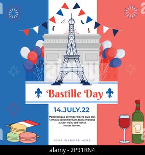 La Giornata Nazionale Francese. Happy Bastille Day Illustrazione Vettoriale