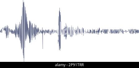 Sismogramma di attività sismica o record di rilevatore di bugie. Sfondo diagramma terremoto o onda audio. Movimento del suolo, eruzione del vulcano. POLIGRAFO o seis Illustrazione Vettoriale