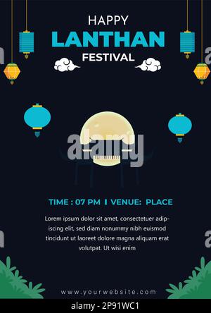 Design volantino del Festival della Latura di metà autunno. Illustrazione Vettoriale