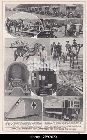 Ambulanza - invenzioni e adattamenti per trasportare i feriti. Foto Stock