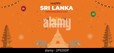 Independence Day of Srilanka banner orizzontale vettore illustrazione Illustrazione Vettoriale