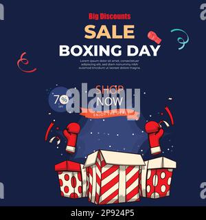 Modello banner vendita giorno di boxe. Illustrazione Vettoriale