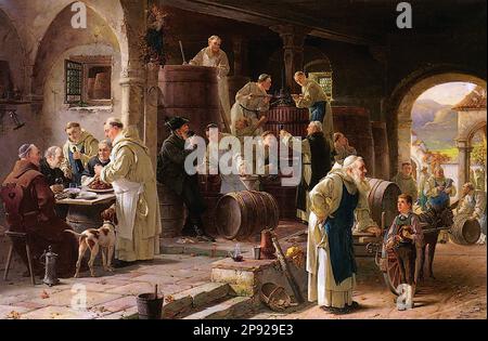 Humborg Adolf - Az új bor - Magyar Iskola - XIX - Humborg Adolf - il vino nuovo - Scuola Ungherese - 19th ° secolo Foto Stock