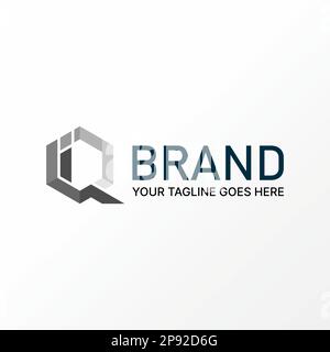 Logo design grafico concetto creativo premium libero vettoriale unico lettera parola IQ interno taglio esagono font. Relativo alla tecnologia iniziale del monogramma Illustrazione Vettoriale