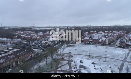 Nevicate a Coventry, West Midlands, Regno Unito marzo 2023 Foto Stock