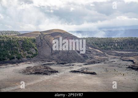 Kilauea solidificato lago di lava, Big Island, Hawaii, Stati Uniti, Polinesia, Oceania Foto Stock