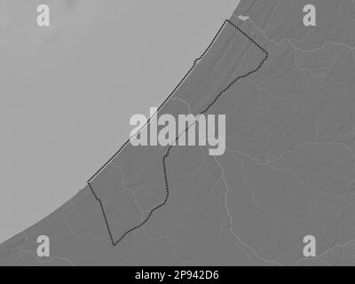 Striscia di Gaza, regione della Palestina. Mappa altimetrica bilivello con laghi e fiumi Foto Stock