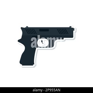 Icona della pistola Revolver disegnata a mano in stile adesivo vettore illustrazione EPS10. Illustrazione Vettoriale