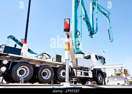 Supporto idraulico per pompa per calcestruzzo per la costruzione di autocarri Foto Stock